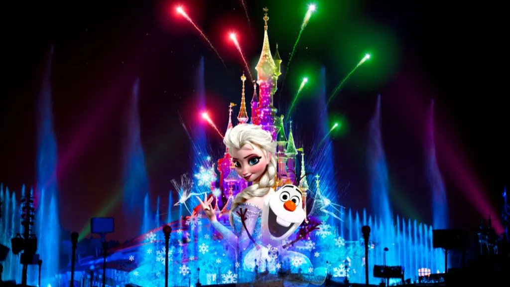 Ведущий шоу - снеговик Олаф Диснейленд Париж шоу Disney Dreams! of Christmas Ведущий шоу - снеговик Олаф