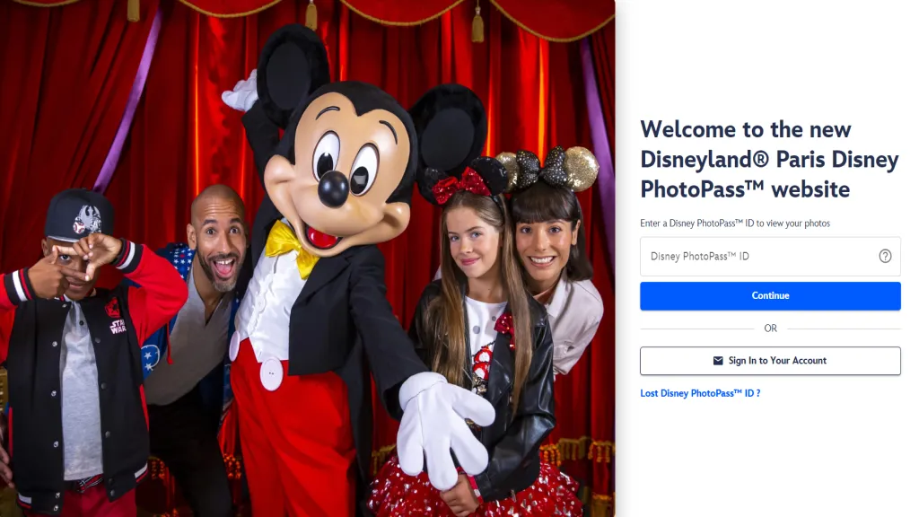 Страница приветствия сервиса Photopass Диснейленд Париж Страница приветствия сервиса Photopass