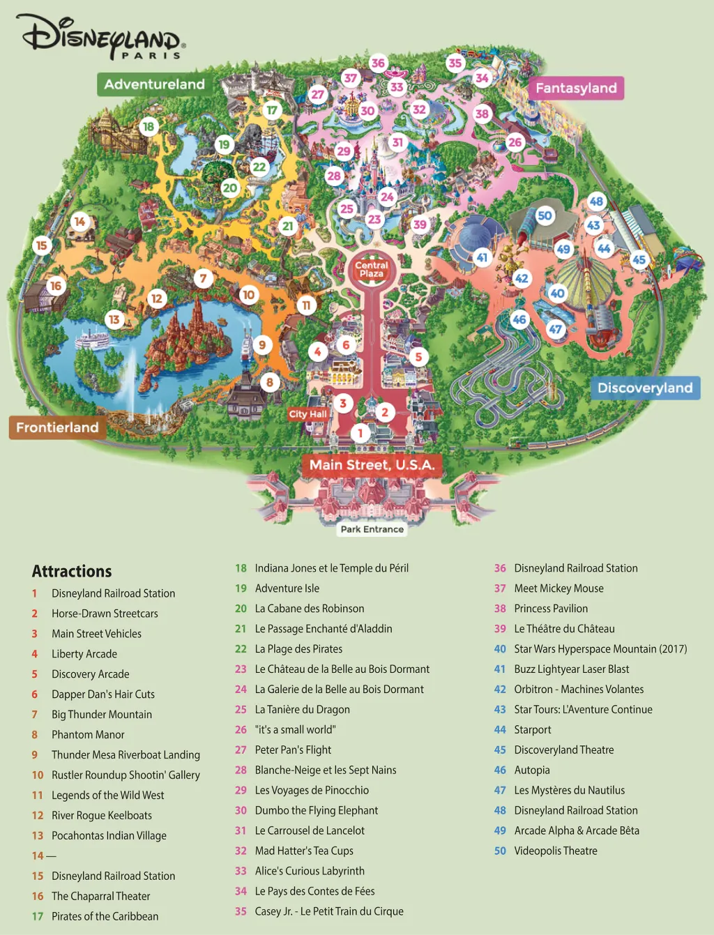 Карта Disneyland® Park Диснейленд Париж Карта Disneyland® Park