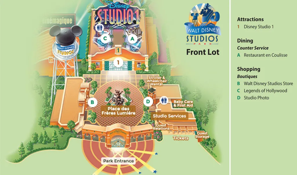 Карта Front Lot - Передний План Диснейленд Париж Карта Front Lot - Передний План